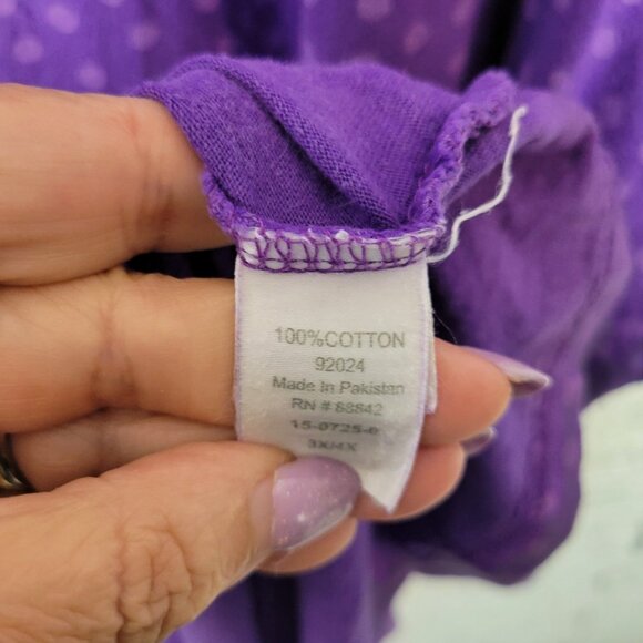 Dreams Co Womens Nightgown 3X Plus Purple Polka Dot Cotton Loungewear PUR31E - Picture 9 of 10